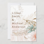 Invitation Airy BOHO Pampas Mariage de pêche légère en herbe (Devant)