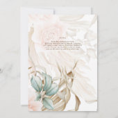 Invitation Airy BOHO Pampas Mariage de pêche légère en herbe (Dos)