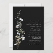 Invitation Airy Fleur sauvage | Fête des mariées Florale Bleu (Devant)