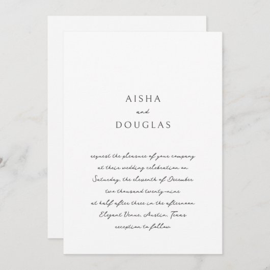 Invitation Aisha Elegant Mariage moderne (Devant / Derrière)