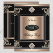 Invitation Ajouter Âge Fête d'anniversaire Art Déco Café Noir (Devant / Derrière)