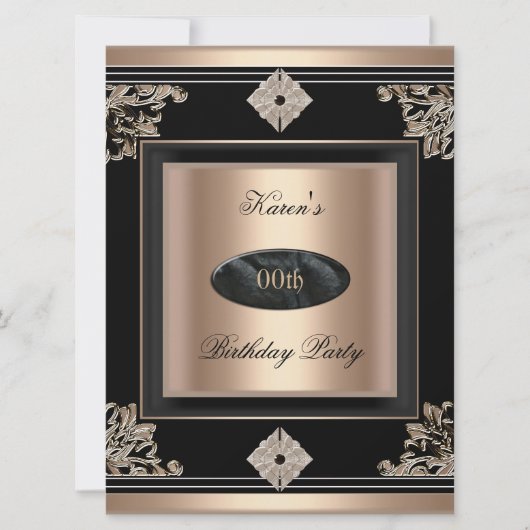 Invitation Ajouter Âge Fête d'anniversaire Art Déco Café Noir (Devant)