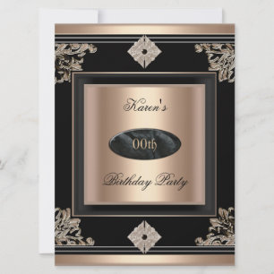 Invitation Ajouter Âge Fête d'anniversaire Art Déco Café Noir