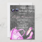 Invitation Ajouter Age Hot rose mode fête d'anniversaire (Devant)