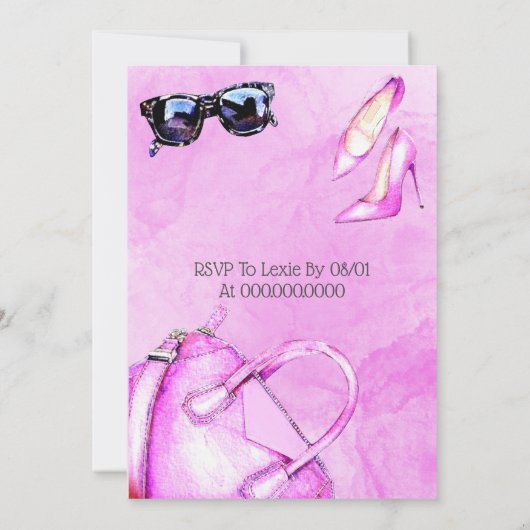 Invitation Ajouter Age Hot rose mode fête d'anniversaire (Dos)