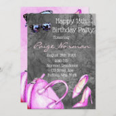 Invitation Ajouter Age Hot rose mode fête d'anniversaire (Devant / Derrière)