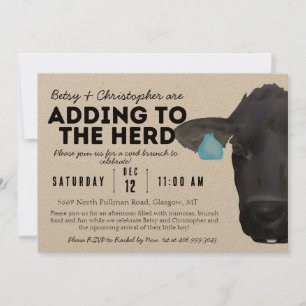 Invitation Ajouter au troupeau ! Baby shower de la ferme Cow 