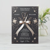Invitation Ajouter des bannières Bows Satin Chic Ribbon coupe (Debout devant)