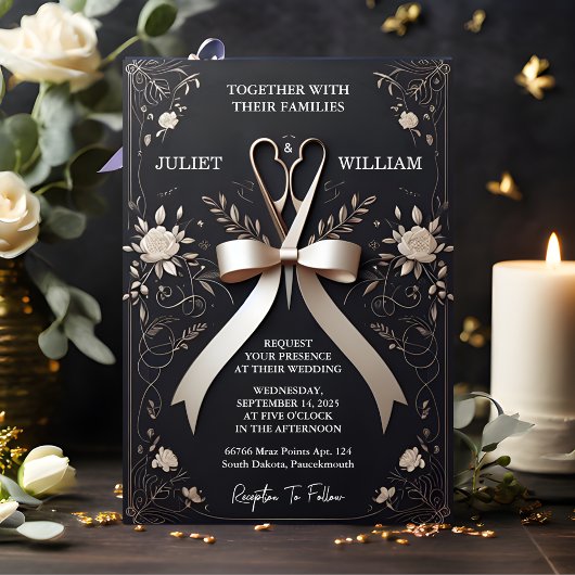 Invitation Ajouter des bannières Bows Satin Chic Ribbon coupe