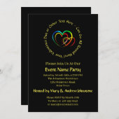 Invitation Ajouter des noms Message texte - Cœurs sur fond no (Devant / Derrière)