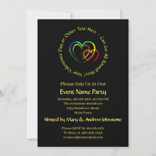 Invitation Ajouter des noms Message texte - Cœurs sur fond no