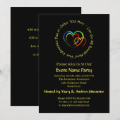 Invitation Ajouter des noms Texte Message - Cœurs sur Noir (Devant / Derrière)