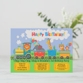 Invitation Ajouter Détails Train Animal Anniversaire (Debout devant)