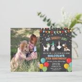 Invitation AJOUTER LA PHOTO - Chien Chiot Anniversaire Chalk  (Debout devant)