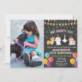 Invitation AJOUTER LA PHOTO - Chien Chiot Anniversaire Chalk  (Devant)