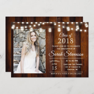 Invitation AJOUTER LA PHOTO - Graduation Mason Jar Lights Inv