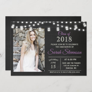 Invitation AJOUTER LA PHOTO - Graduation Mason Jar Lights Inv