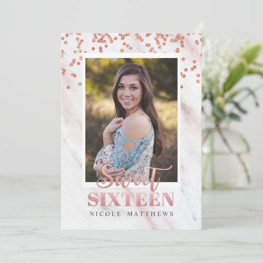 Invitation AJOUTER LA PHOTO - Moderne Sweet 16 nvitation (Debout devant)