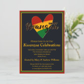 Invitation Ajouter le nom Date Détails Happy Kwanzaa Heart, P (Debout devant)