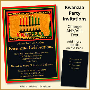 Invitation Ajouter le nom Date Détails Kwanzaa Candles Party