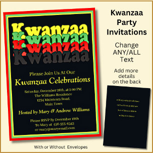 Invitation Ajouter le nom Date Détails Kwanzaa Party Invitati