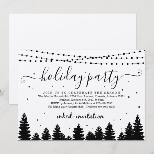 Invitation Ajouter Logo de l'entreprise, Fête de Noël d'affai (Devant / Derrière)