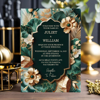 Invitation Ajouter Marble Monstera Emerald Green Et Mariage O