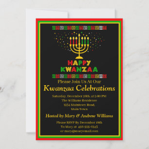 Invitation Ajouter Nom Détails Date Kwanzaa Candles Stars Par