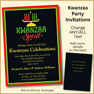 Invitation Ajouter Nom Détails Date Kwanzaa Spirit Candles Pa