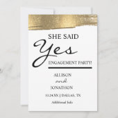 Invitation Ajouter Nom Elle a Dit Oui Paillettes Dorées Invit (Devant)