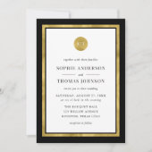 Invitation Ajouter Photo Couleur personnalisée Gold Round Mon (Devant)
