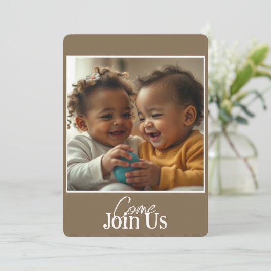 Invitation Ajouter photo et texte (Debout devant)