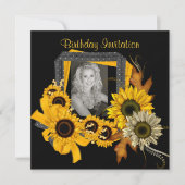 Invitation Ajouter Photo Tournesol Fleur Jaune Cad (Devant)