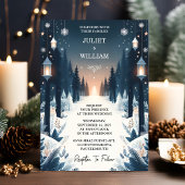 Invitation Ajouter Rustic Forest Stars Neige brillant Mariage