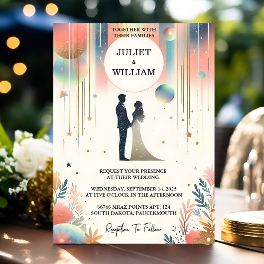Invitation Ajouter Stars Glam Bright Pastel Ombre Mariage de 