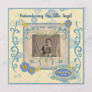 Invitation Ajouter un cadre de fleurs bleues à votre service