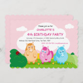 Invitation AJOUTER UN Dessin coloré amusant petits poneys mig (Devant / Derrière)