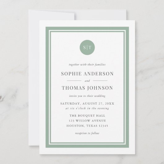 Invitation Ajouter un Mariage Monogramme rond couleur modifia (Devant)