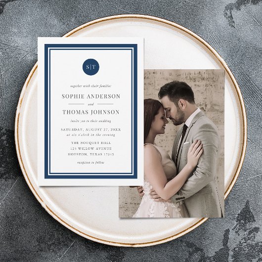 Invitation Ajouter un Mariage Monogramme rond couleur modifia