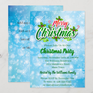 Invitation Ajouter un nom Correspondance Joyeux Noël Blue Par