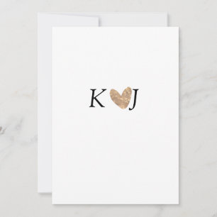 Invitation Ajouter un nom de couple lettre mariage cœur or pa
