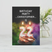 Invitation Ajouter un nom, fête du 22e anniversaire Invitatio (Debout devant)