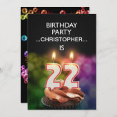 Invitation Ajouter un nom, fête du 22e anniversaire Invitatio (Devant / Derrière)