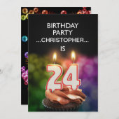 Invitation Ajouter un nom, fête du 24e anniversaire Invitatio (Devant / Derrière)