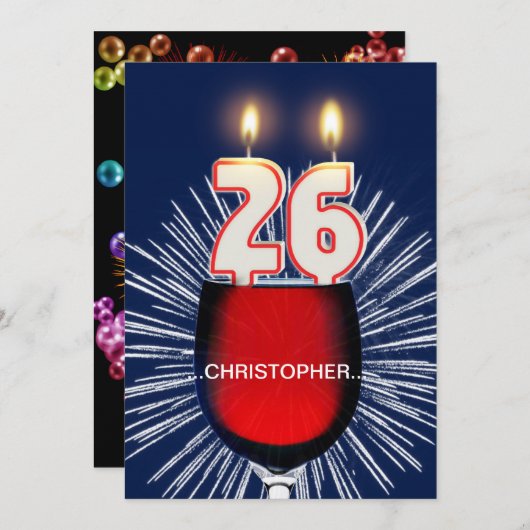 Invitation Ajouter un nom, fête du 26e anniversaire Invitatio (Devant / Derrière)