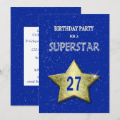 Invitation Ajouter un nom, fête du 27e anniversaire (Devant / Derrière)