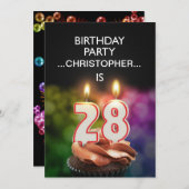 Invitation Ajouter un nom, fête du 28e anniversaire Invitatio (Devant / Derrière)