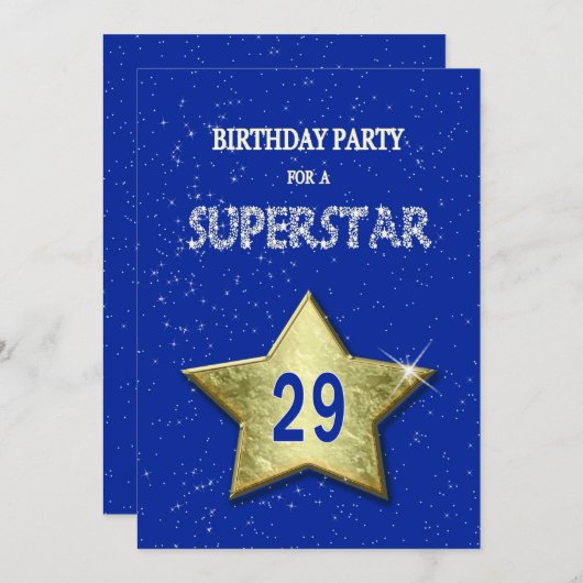 Invitation Ajouter un nom, fête du 29e anniversaire (Devant / Derrière)