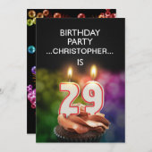 Invitation Ajouter un nom, fête du 29e anniversaire Invitatio (Devant / Derrière)