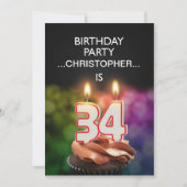 Invitation Ajouter un nom, fête du 34e anniversaire Invitatio (Devant)